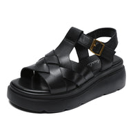Damen Stilvolle Geflochtene Plateau Sandalen WW
