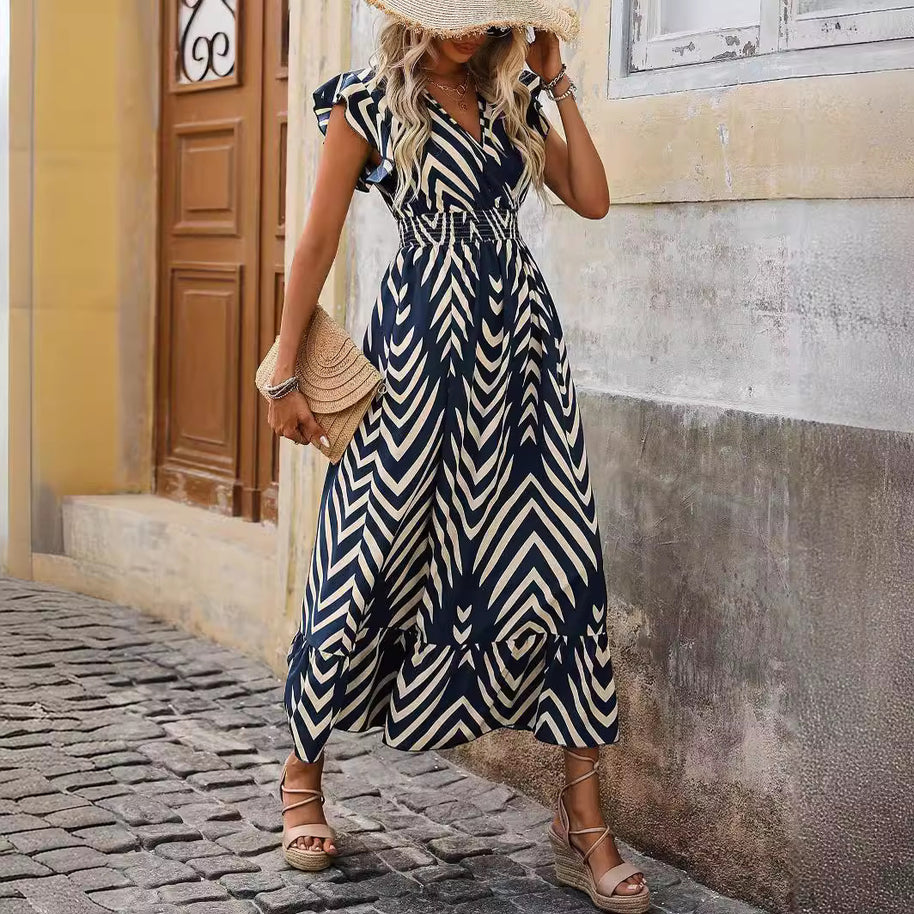 Damen Maxikleid mit elegantem Wickelausschnitt und modischem Schlitz WW