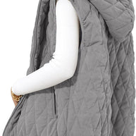 Damen gesteppte Hoodie-Weste mit praktischen Taschen WW