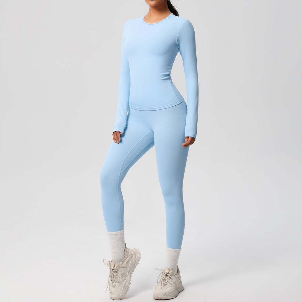 Damen Figurformendes Langarm-Top und Hochbundige Leggings Set WW