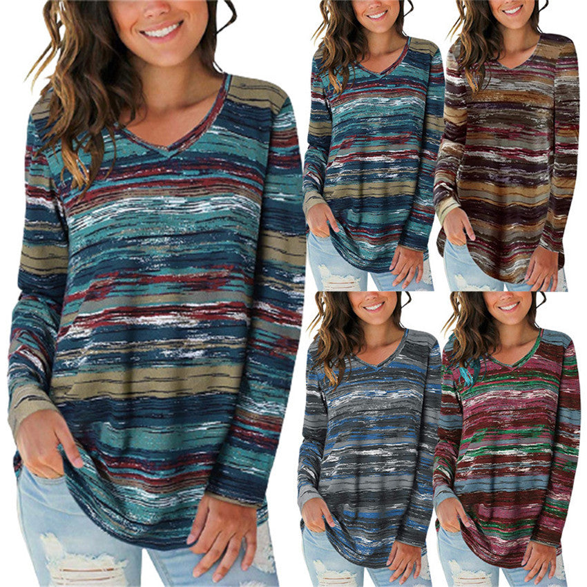Damen V-Ausschnitt Langarmshirt mit modernem Strickdesign und lässigem Schnitt WW