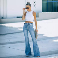 Damen Flared Jeans mit lässigem Schnitt und hohem Taillenbund WW