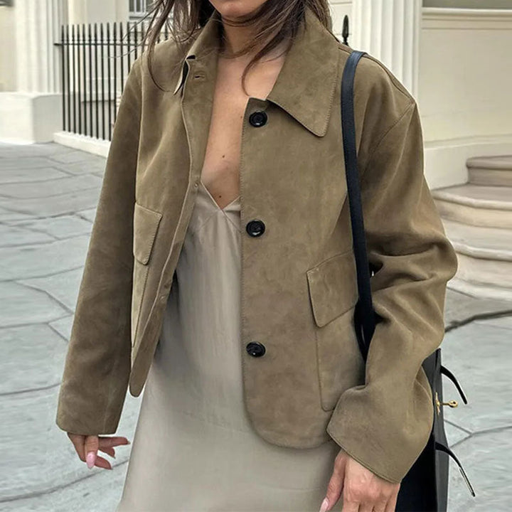 Damen Kurzjacke aus hochwertigem Wildlederimitat W&W Mode