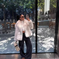 Damen Stilvoller Kunstfell-Shortjacke WW