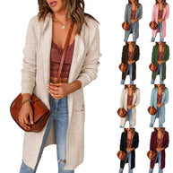 Damen Strickmantel mit tiefem V-Ausschnitt und großzügigen Taschen WW