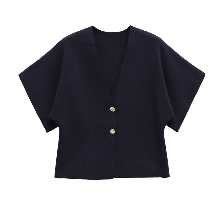 Damen leichte Strickjacke mit elegantem V-Ausschnitt und luxuriösen Knopfdetails W&W Mode