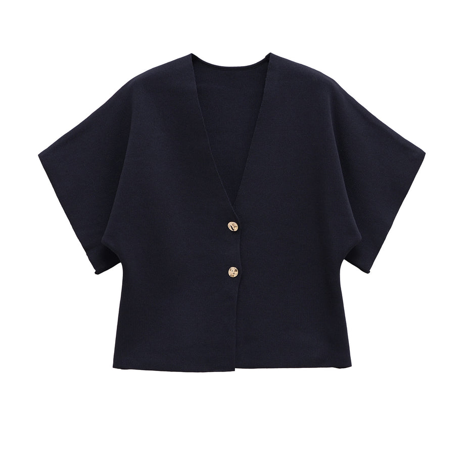 Damen leichte Strickjacke mit elegantem V-Ausschnitt und luxuriösen Knopfdetails WW