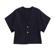 Damen leichte Strickjacke mit elegantem V-Ausschnitt und luxuriösen Knopfdetails WW