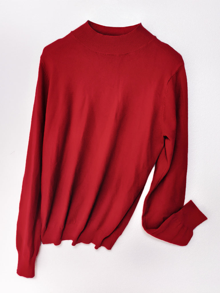 Damen Hochwertiger Pullover mit Stehkragen aus feinem Strick WW