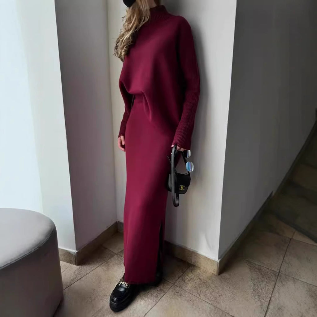 Femme Chic Strick Maxi Kleid Set WW