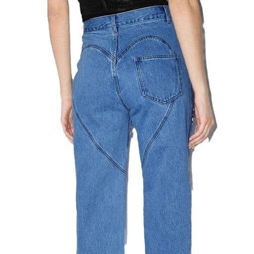 Damen Jeans mit Cut-Outs und funkelnden Details W&W Mode