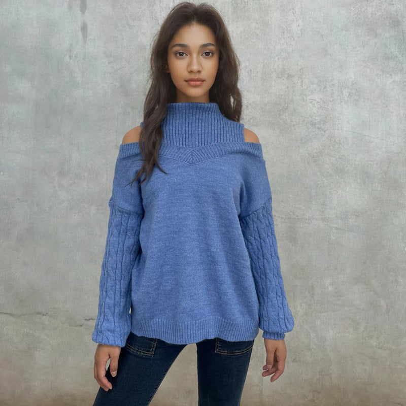 Damen Strickpullover mit schulterfreiem Design und modischem Oversized-Schnitt WW