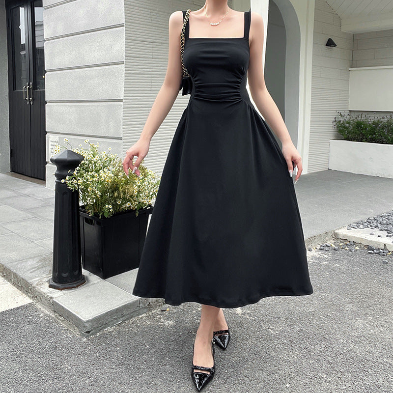 Damen Elegantes Spaghettiträger-Midikleid mit figurbetonter Silhouette und raffinierten Drapierungen W&W Mode