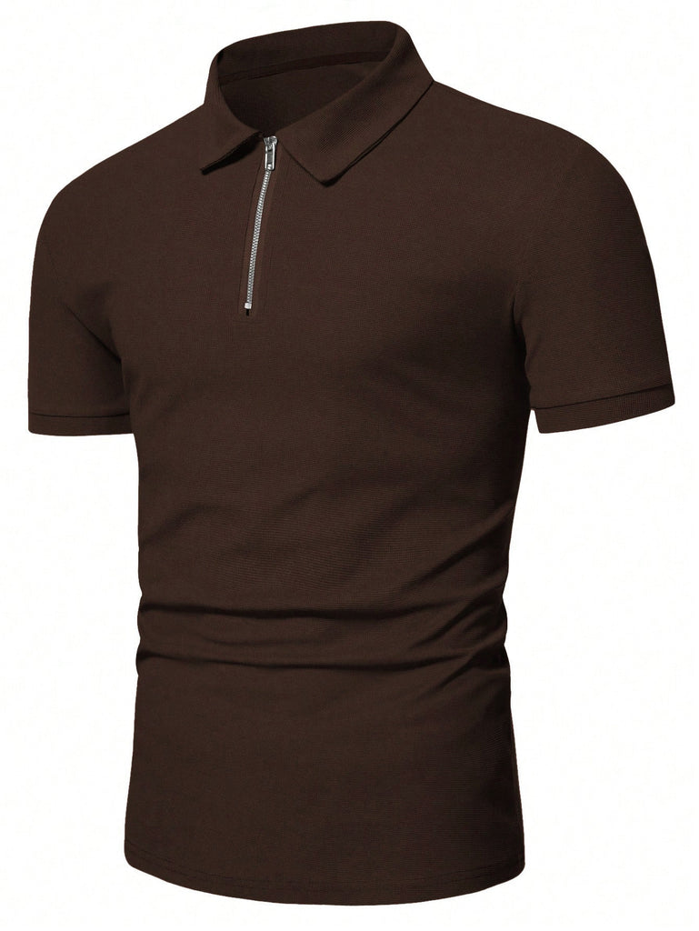 Herren Poloshirt mit kurzem Reißverschluss und atmungsaktiver Textur WW