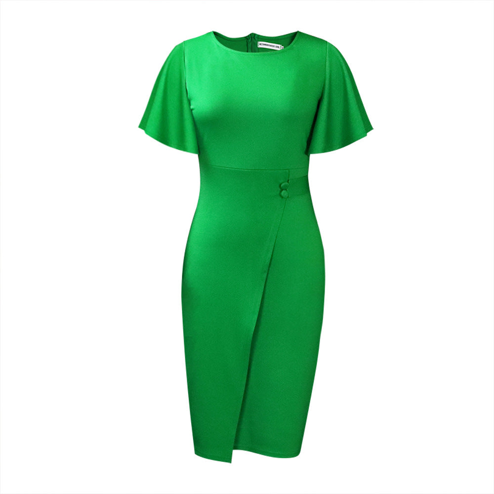 Damen Figurbetontes Kleid mit eleganten Rüschensäumen und schimmerndem Detail WW