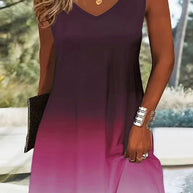 Damen Sommerliches V-Ausschnitt Kleid im modischen Ombre-Design WW