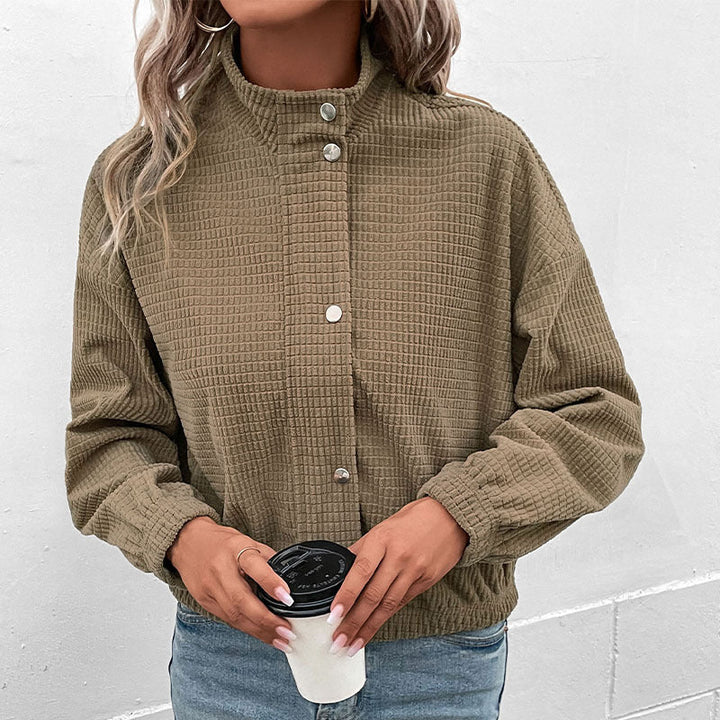 Damen lässige Kapuzenjacke aus strukturiertem Material mit Reißverschluss W&W Mode