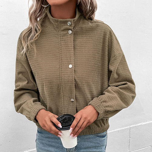 Damen lässige Kapuzenjacke aus strukturiertem Material mit Reißverschluss W&W Mode