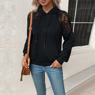 Damen Kapuzenpullover mit eleganter Spitzen-Details WW