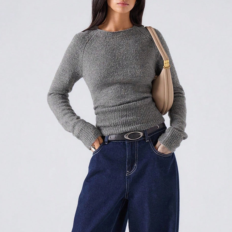 Damen Strickpullover mit geripptem Saum und bequemem Schnitt WW
