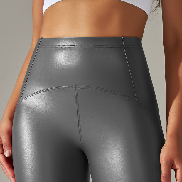 Damen Hochtaillierte, glänzende Fitness-Leggings mit sculptierendem Effekt WW