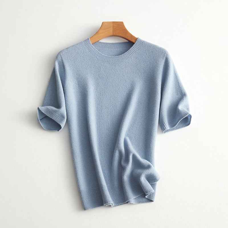 Damen Kurzarm Cashmere-Mix Pullover WW