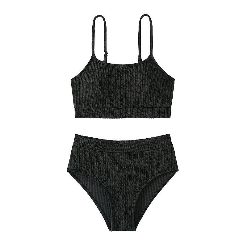 Damen Bikini-Set mit hoher Taille und strukturiertem Oberteil WW