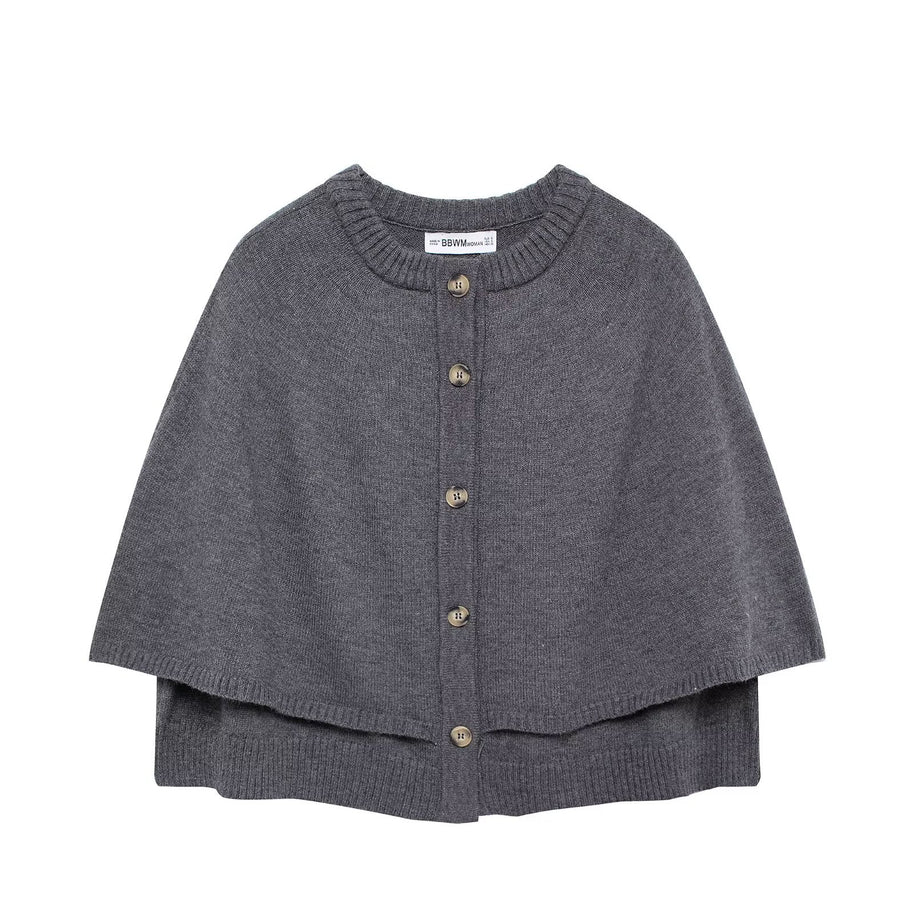 Damen Strick-Cape mit eleganter Knopfleiste WW