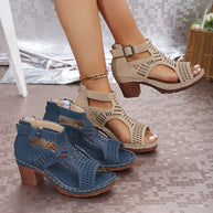 Damen Sandalen mit modischem Schnitt und bequemem Blockabsatz WW