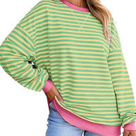 Damen gestreifter Sweatshirt mit modernem Schnitt und Kontrastdetails WW