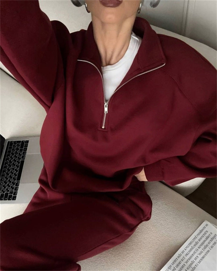 Damen sportliches Sweatset mit kurzem Reißverschluss WW