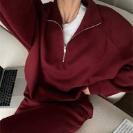 Damen sportliches Sweatset mit kurzem Reißverschluss WW