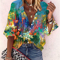 WW | Spitzenbestickte Boho Langarm Tunika Bluse
