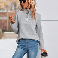 Damen Freizeitpullover mit modischem Steppdesign und praktischen Knopfdetails WW