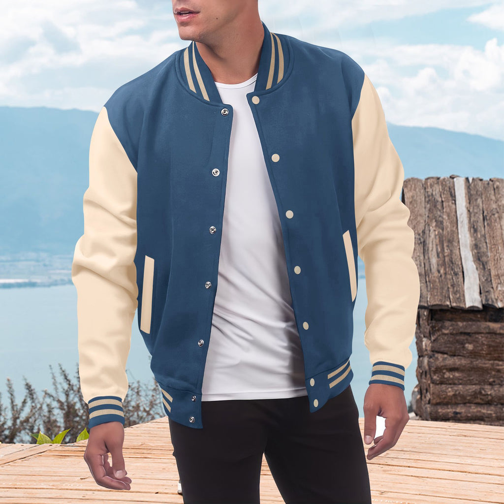 Herren sportliche Collegejacke mit kontrastierenden Ärmeln und hochwertigem Stoff WW