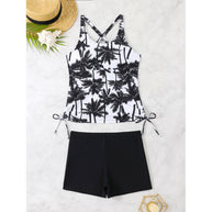 Damen Tankini-Set mit verstellbaren Trägern und modernen Palmendruck WW