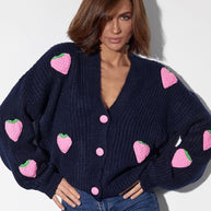 Damen Strickjacke mit fruchtigem Applikationsdesign WW