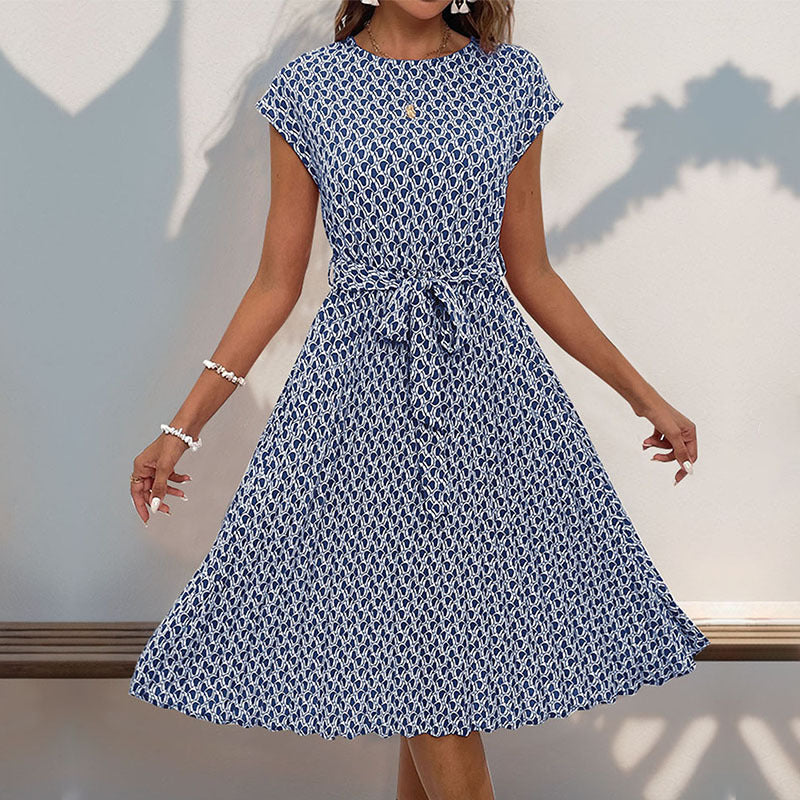 Damen Midikleid mit raffiniertem Taillengürtel und verspieltem Muster WW