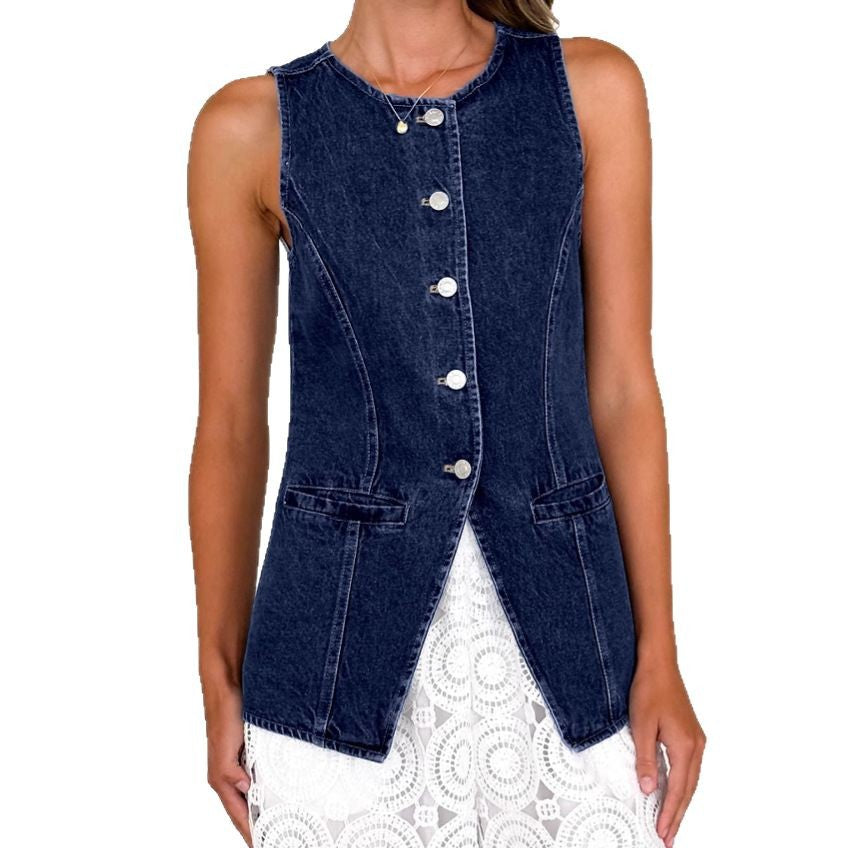 Damen Denim-Hemdjacke mit modernem Schnitt und Knopfdetails W&W Mode
