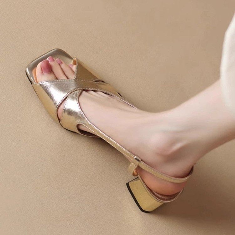 Damen Slingback Sandalen mit modischem Kreuzband-Design und komfortablem Blockabsatz WW