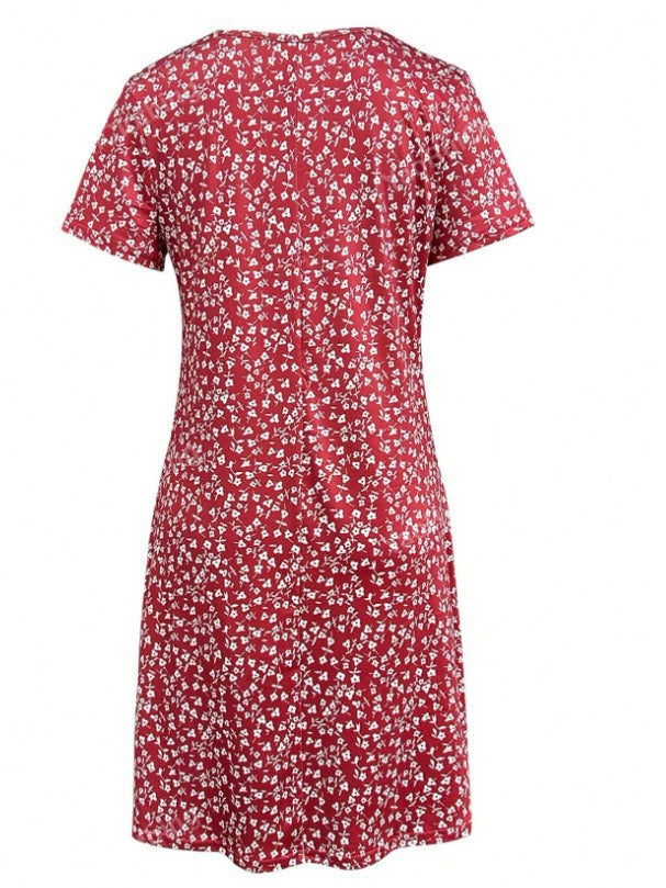 Damen Kurzarm Kleid mit floralem Design und bequemem Schnitt W&W Mode