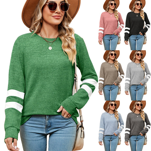 Damen sportliches Sweatshirt mit dekorativen Streifendetails WW