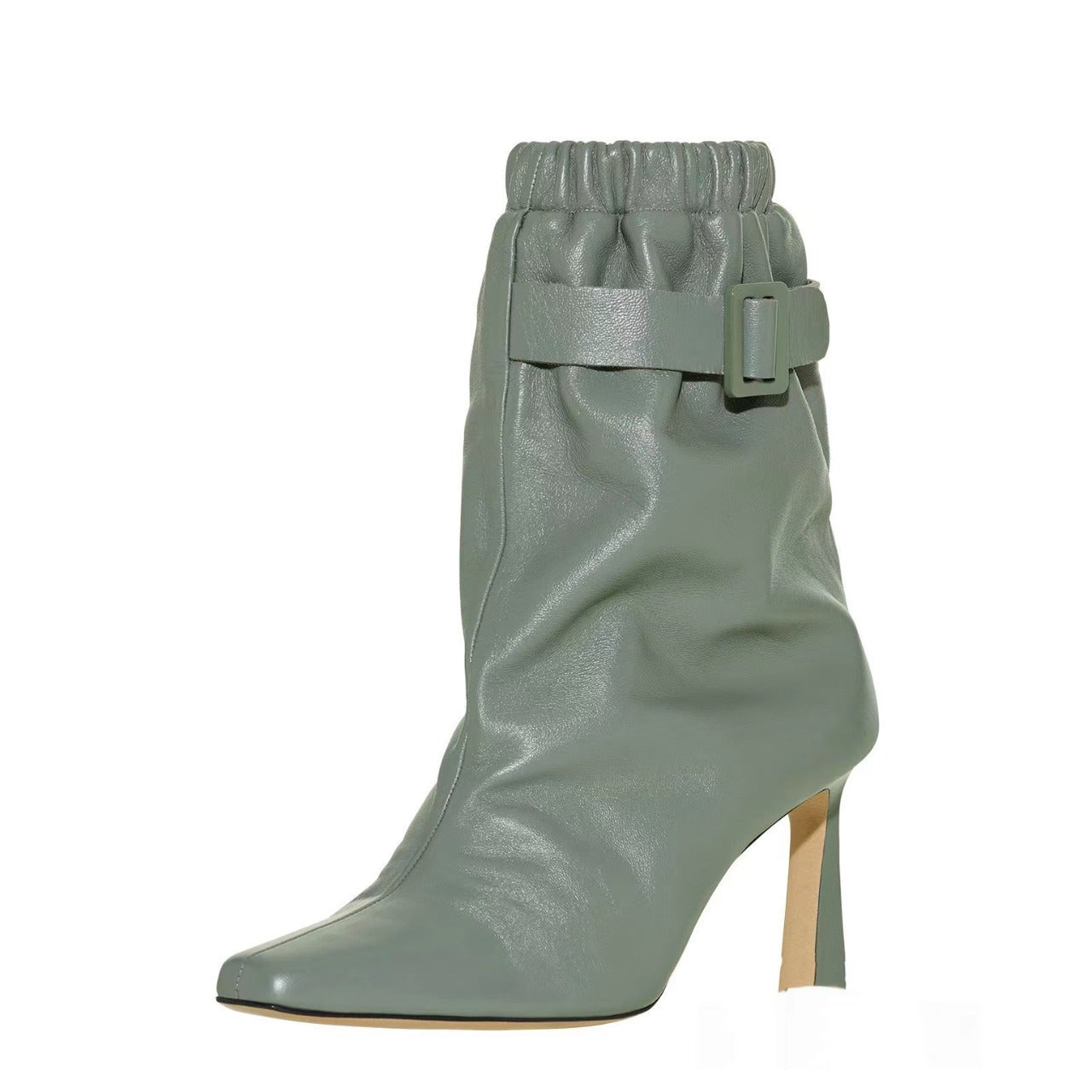 Damen Slouchy High-Heel Stiefeletten mit Schnallen-Detail WW
