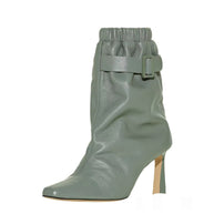 Damen Slouchy High-Heel Stiefeletten mit Schnallen-Detail WW