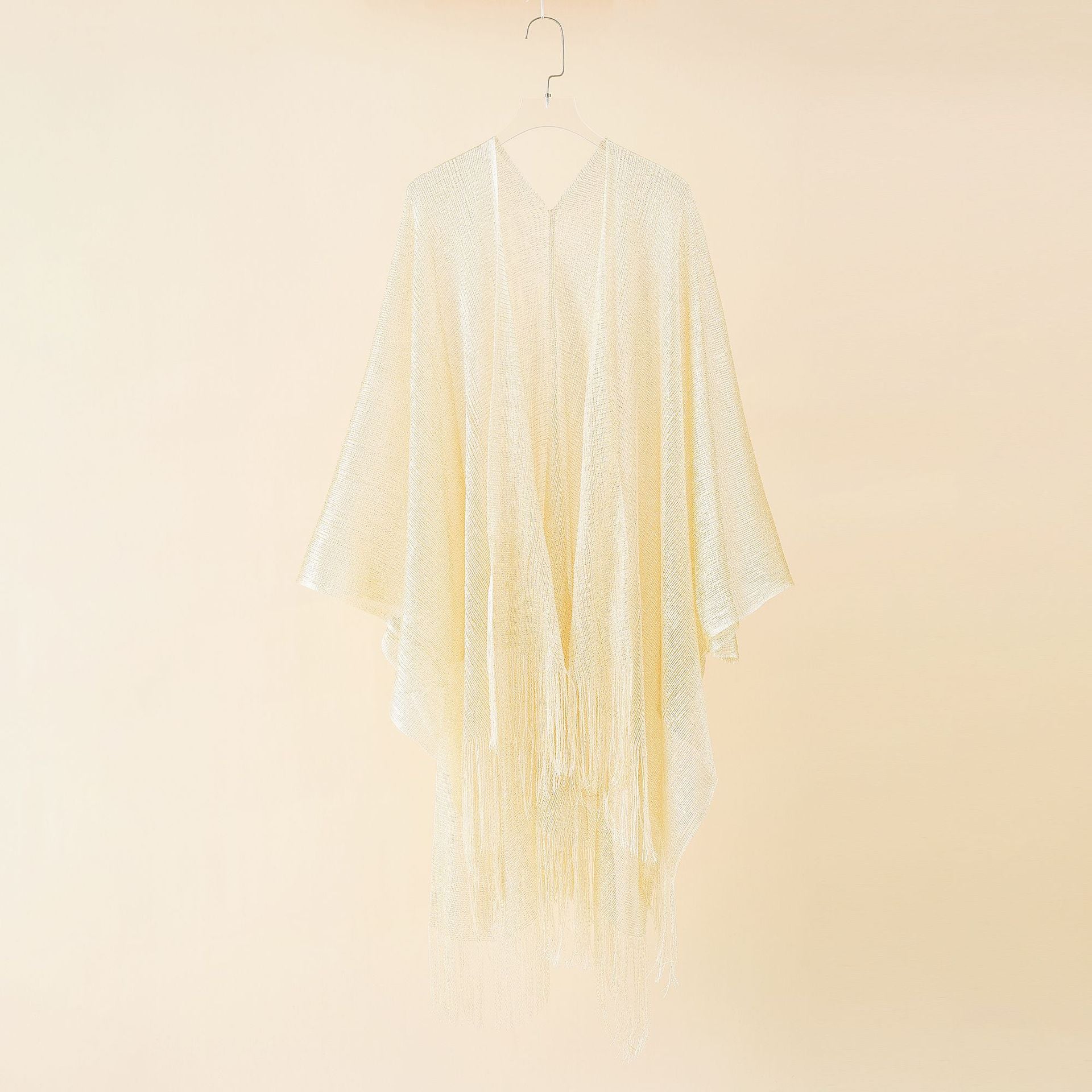 Damen Fransen-Kimono aus transparenter, luftiger Struktur WW