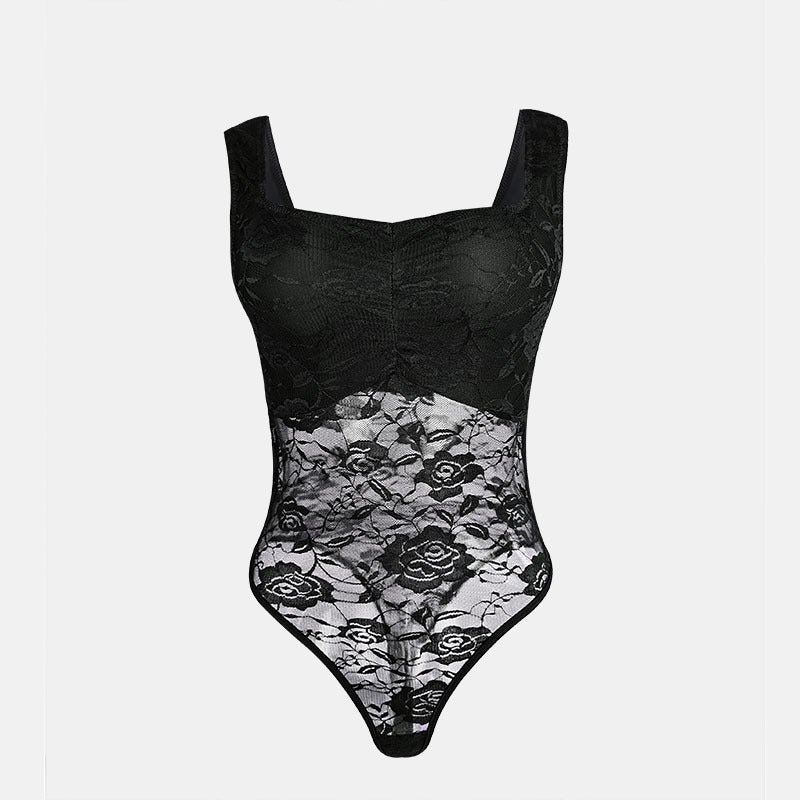 Damen Spitzen-Bodysuit mit floralem Design und konturierendem Schnitt WW