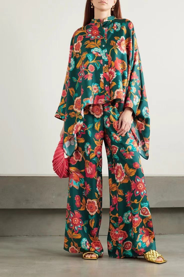 Damen Boho-Set mit Kimono-Oberteil und weit geschnittener Hose
