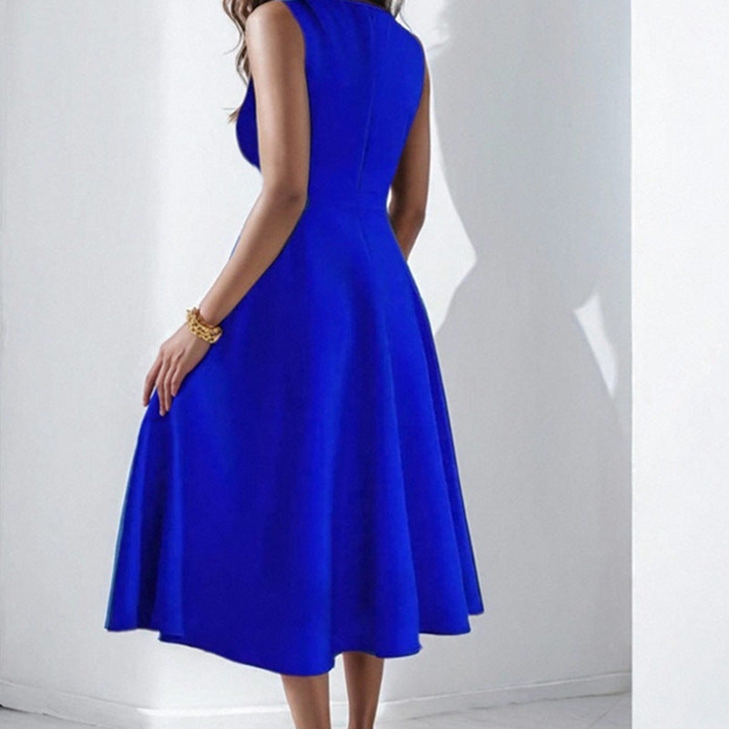 Damen elegantes und luftiges Kleid mit V-Ausschnitt W&W Mode