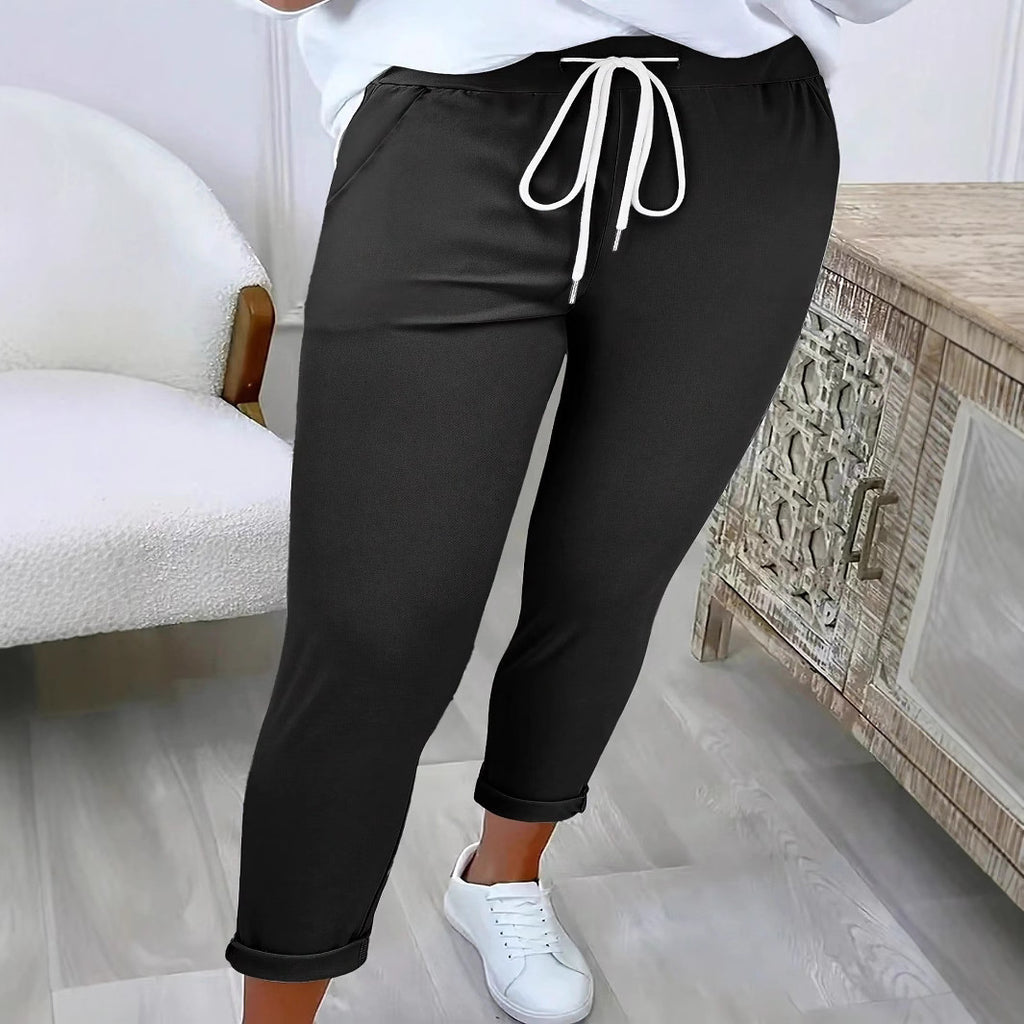 Damen Freizeit-Hosen mit elastischem Bund und Kordelzug WW
