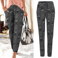 Damen Blumenhose mit elastischem Bund und seitlichen Taschen WW